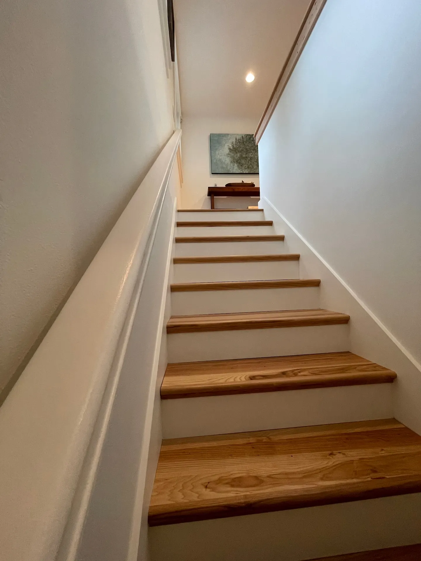 Staircase leading up to the carriage house apartment